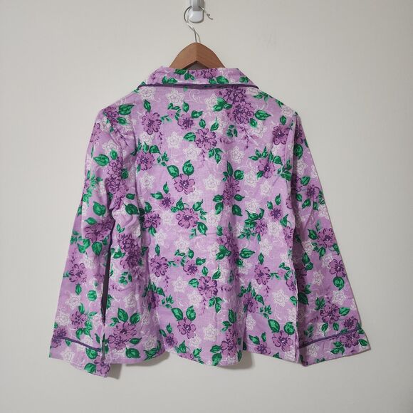 Cozee Corner Womens 100% Cotton Printed Flannel Pajama Set Purple Floral Size SP - Picture 3 of 11